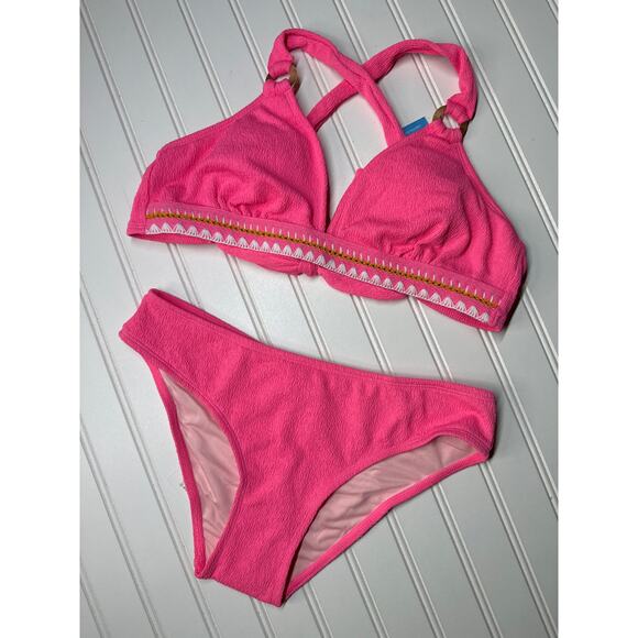 NWT Cupshe Two Piece Swimsuit Bikini Pink Crossback Bikini Swim BUNDLE Size M - Picture 6 of 7